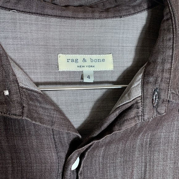 Rag & Bone Grey/Black Denim Western Shirt w Snaps Size 4 - Picture 4 of 7